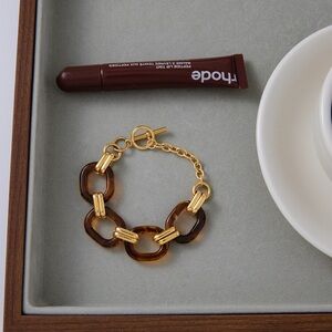 Gold & Tortoiseshell Link Bracelet - Women Jewelry